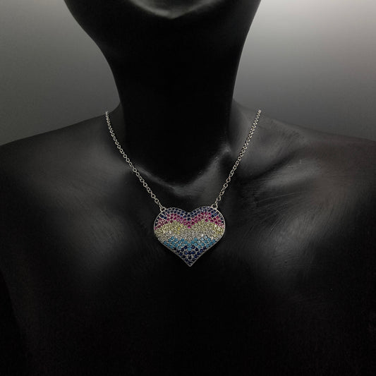 Silver Rainbow Heart Necklace