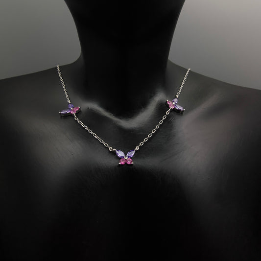Silver Lilac Wings Necklace