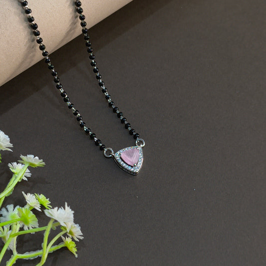 Silver Elegant Pink Triangle Mangalsutra