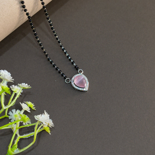 Silver Teardrop Pink Mangalsutra