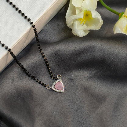 Silver Elegant Pink Triangle Mangalsutra