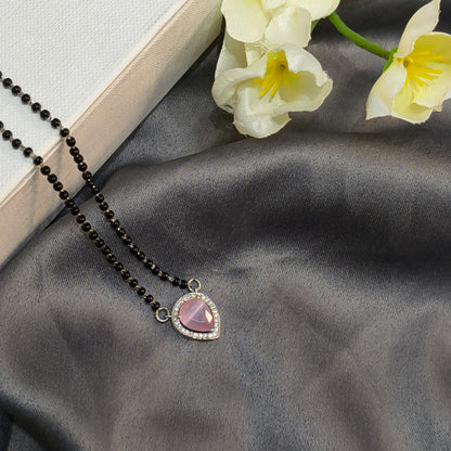 Silver Teardrop Pink Mangalsutra