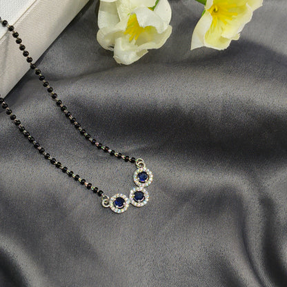 Silver Elegant TripleCircle Blue Mangalsutra