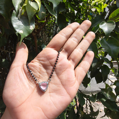 Silver Elegant Pink Triangle Mangalsutra