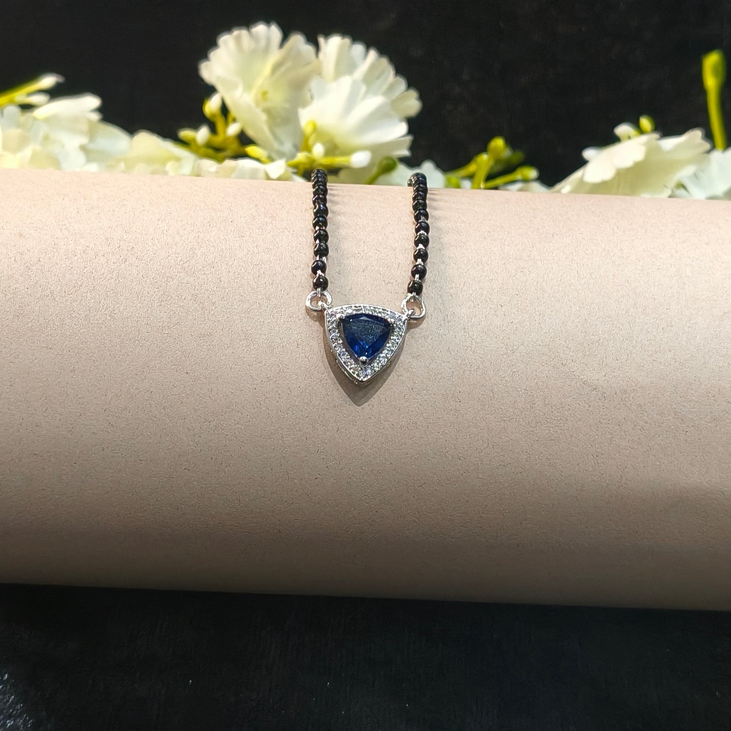 Silver Elegant Blue Triangle Mangalsutra