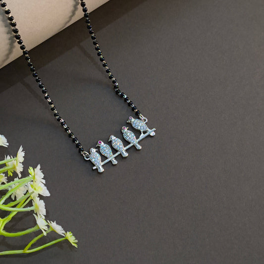 Silver Modern Embrace Pendant Mangalsutra