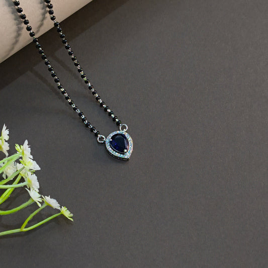 Silver Teardrop Blue Mangalsutra