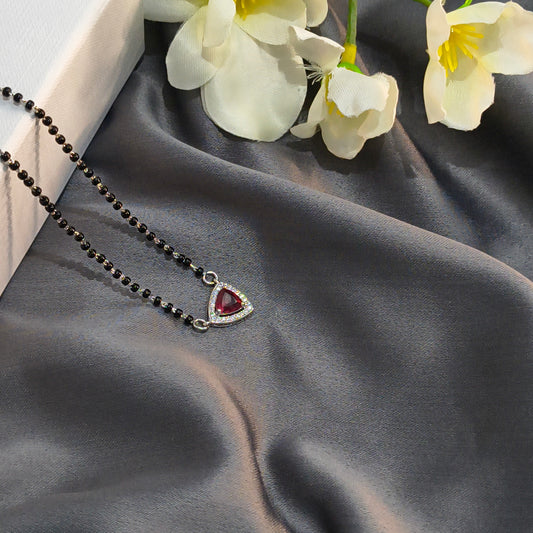 Silver Elegant Red Triangle Mangalsutra