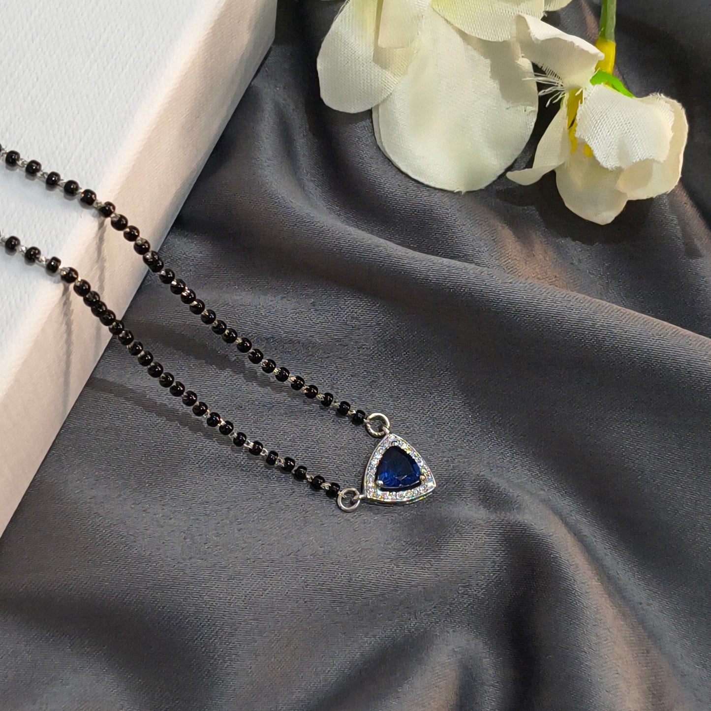 Silver Elegant Blue Triangle Mangalsutra