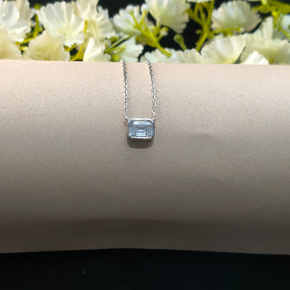 Silver Emerald Cut Pendant