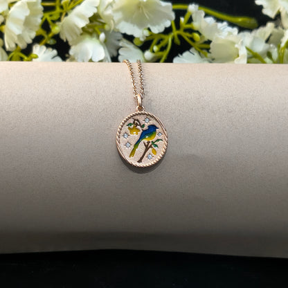 Rose Gold Plated Bird Coin Pendant
