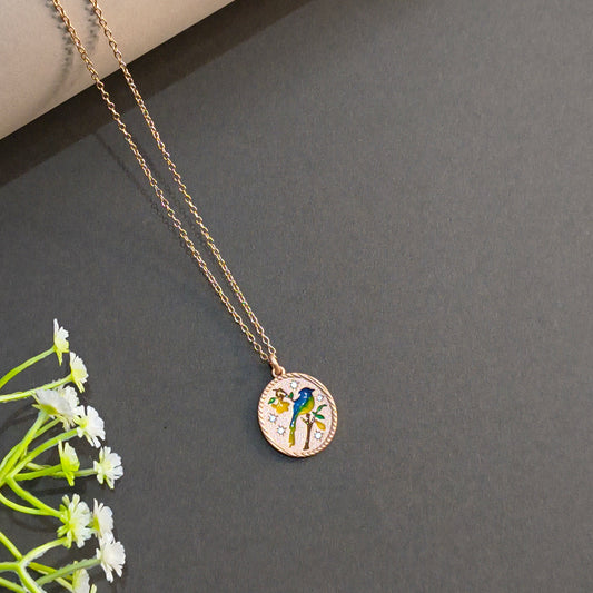 Rose Gold Plated Bird Coin Pendant