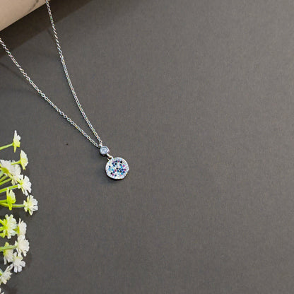 Silver Multicolour Disc Pendant
