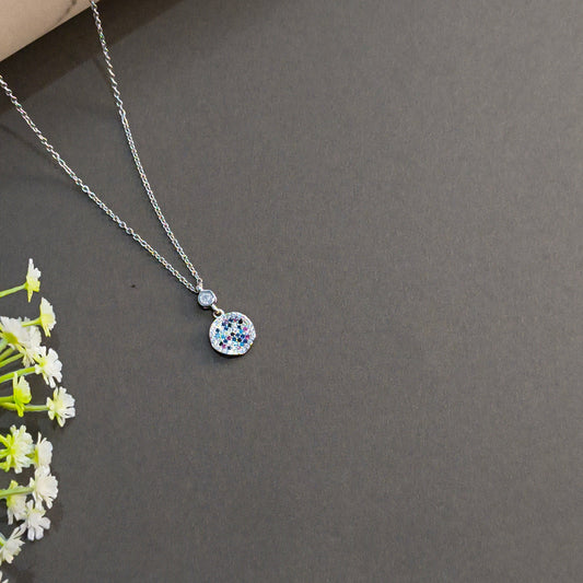 Silver Multicolour Disc Pendant