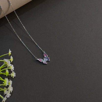 Silver Bi-Colour Butterfly Pendant