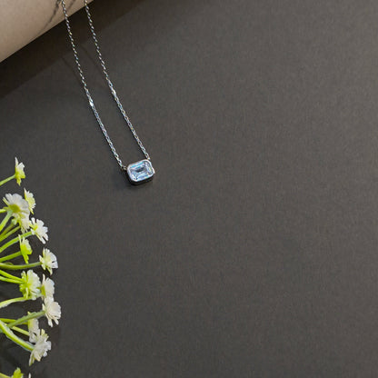 Silver Emerald Cut Pendant