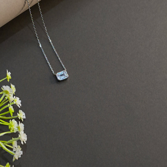 Silver Emerald Cut Pendant
