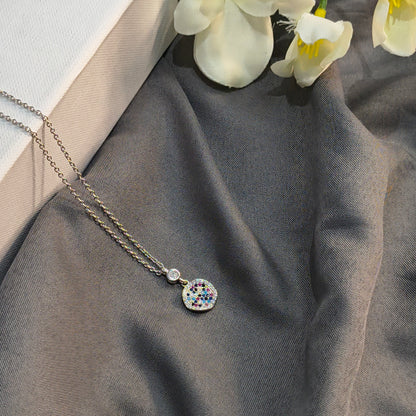 Silver Multicolour Disc Pendant