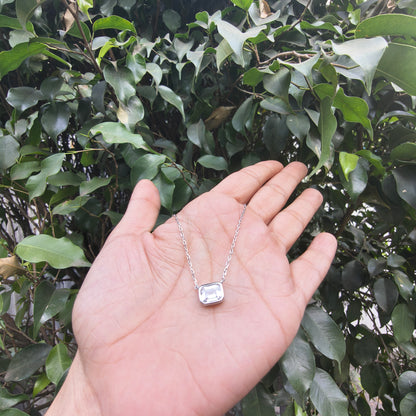 Silver Emerald Cut Pendant