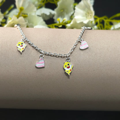 Silver  Shark & Heart Baby Bracelet