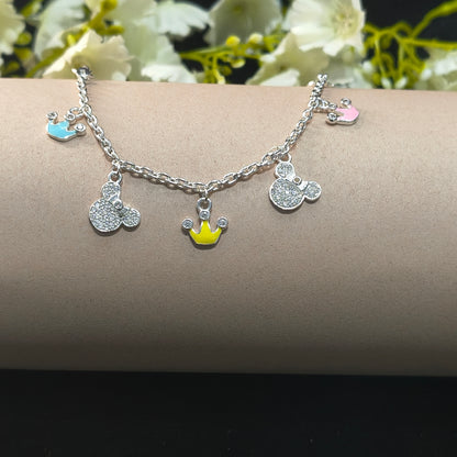 Silver Royal Crown & Mickey Baby Bracelet