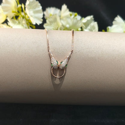 Rose Gold Plated Silver Serpent Head Bracelet