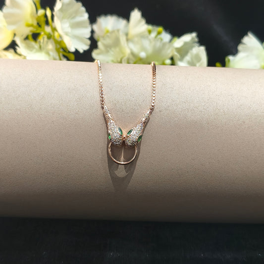 Rose Gold Plated Silver Serpent Head Bracelet