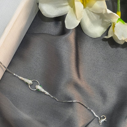 Silver Serpent Head Bracelet with Zircon Stones