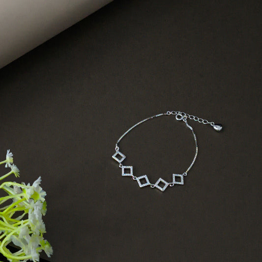 Silver Diamond Shaped Charm Bracelet