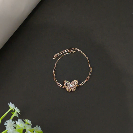 Rose Gold Plated Silver Modern Butterfly Bracelet