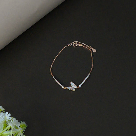 Rose Gold Plated Silver Butterfly Bracelet