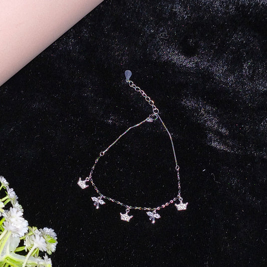 Silver Queen & Bow Charms Bracelet