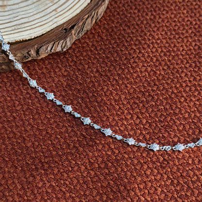 Silver Star & Heart Zirconia Stones Anklet