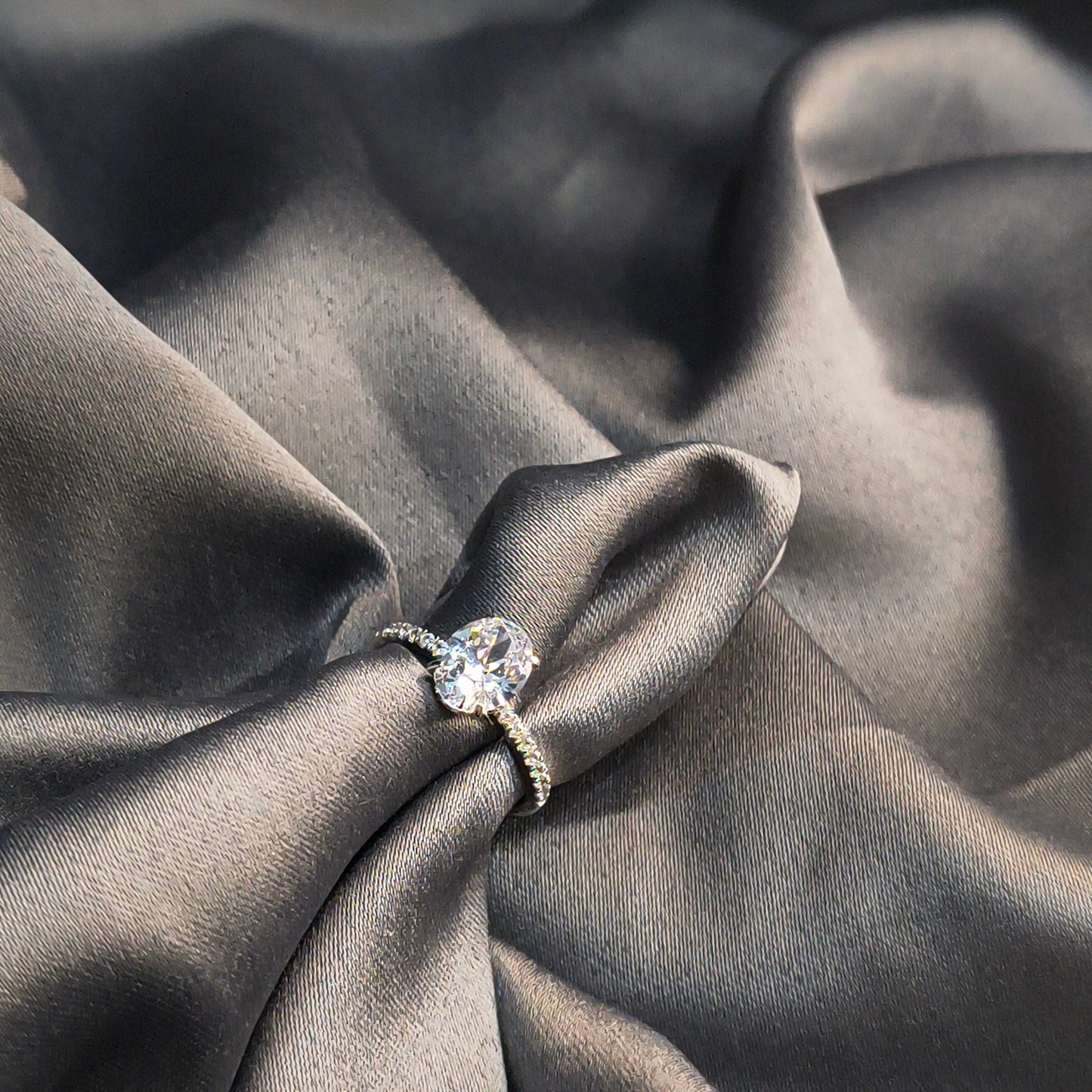 Silver Classic Oval Moissanite Ring