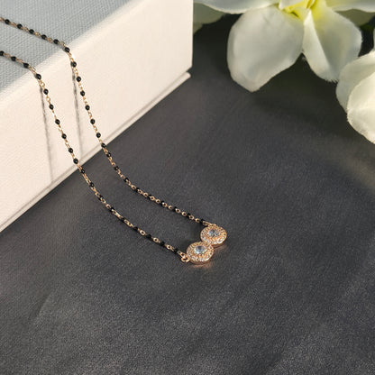 RoseGold Plated Double Circle White Stone Mangalsutra