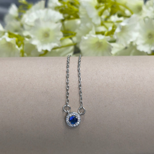 Silver Blue Stone With Chain Mangalsutra