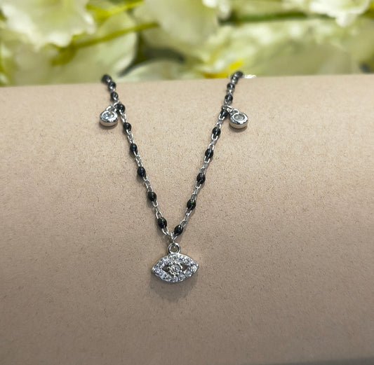 Silver Elegant Evileye & Spark Mangalsutra