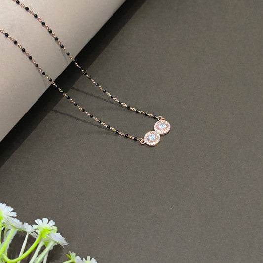 RoseGold Plated Double Circle White Stone Mangalsutra