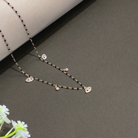 Rose Gold Pated Silver Elegent Evileye & Spark Mangalsutra