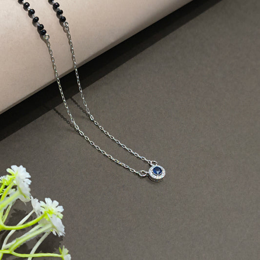 Silver Blue Stone With Chain Mangalsutra