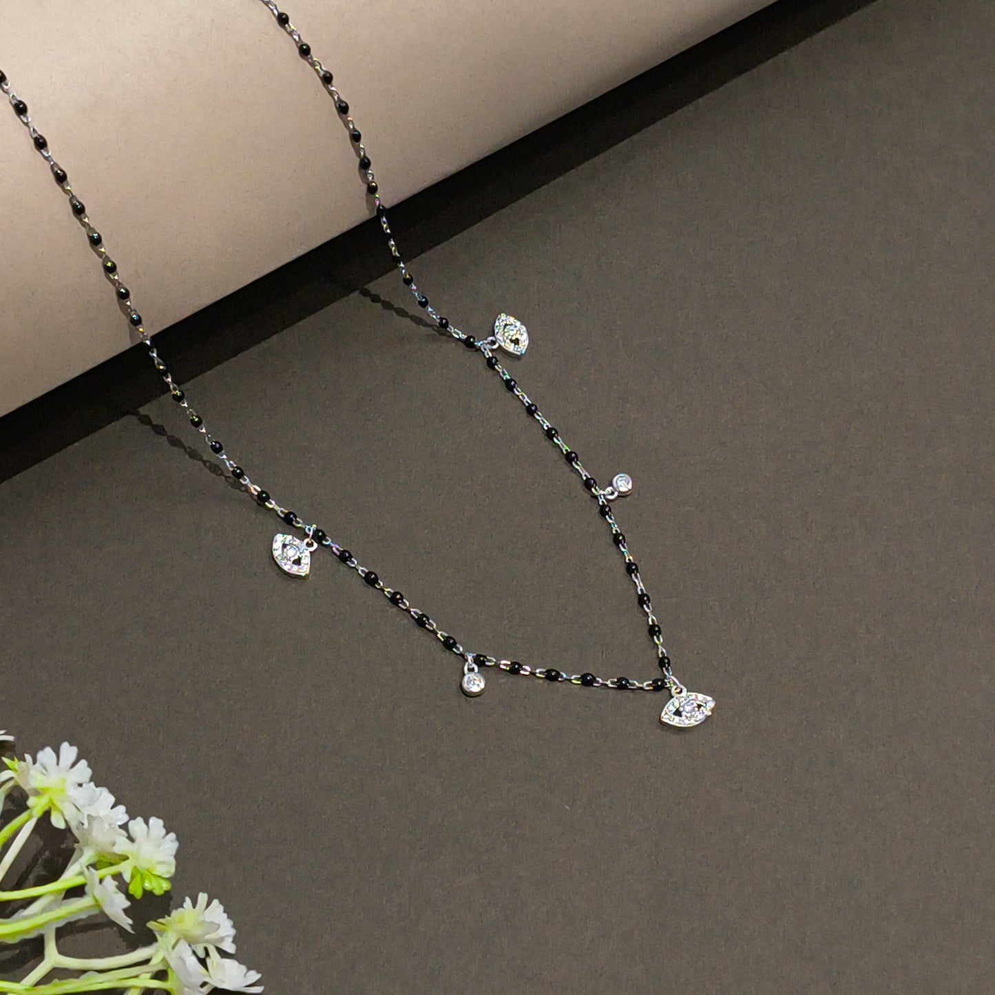 Silver Elegant Evileye & Spark Mangalsutra