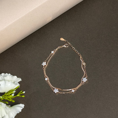 Rose Gold Plated Double Layer Star Bracelet