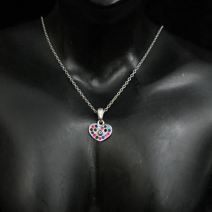 Silver Ranibow Heart Protection Pendant