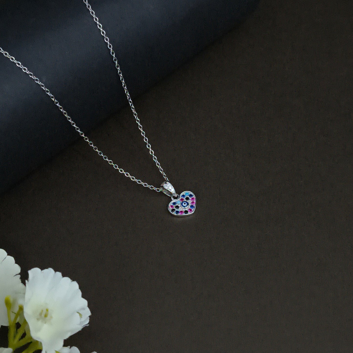 Silver Ranibow Heart Protection Pendant