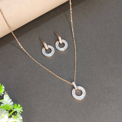 Rose Gold Plated Luxe Round Necklace Set