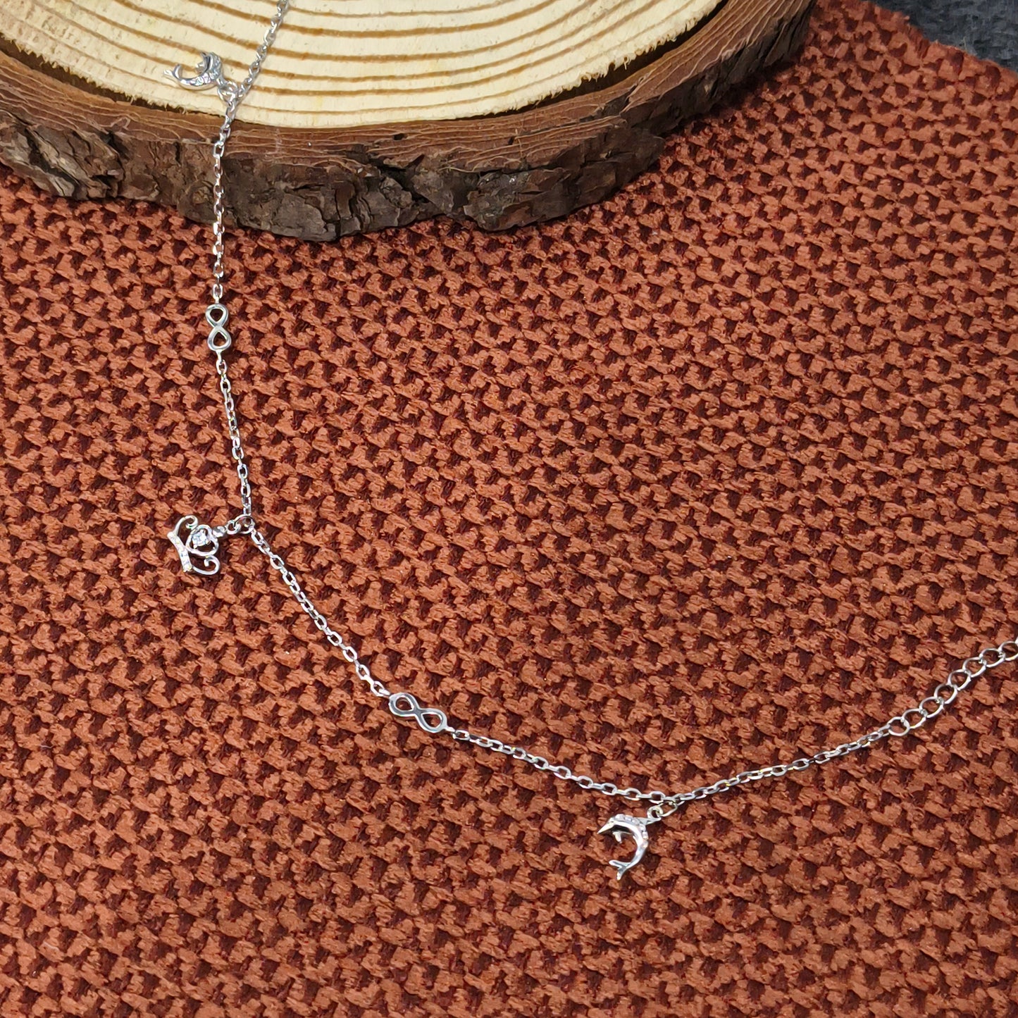 Silver Crown & Infinity Anklet