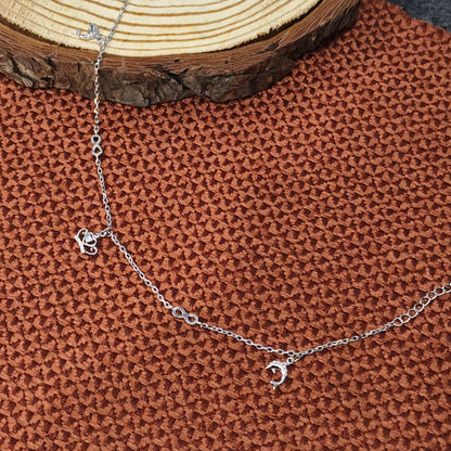 Silver Crown & Infinity Anklet