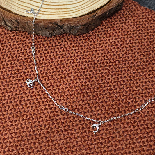 Silver Crown & Infinity Anklet