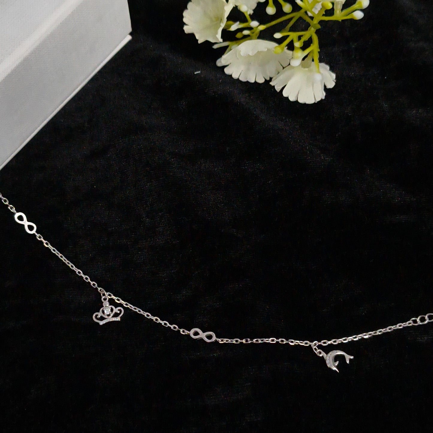 Silver Crown & Infinity Anklet