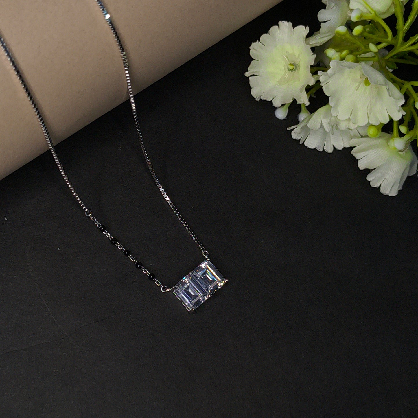 Silver Twin Diamond Mangalsutra